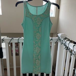 Mint & White Lace Mini Dress